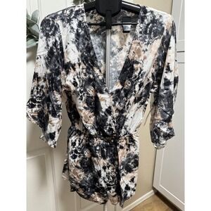 Bar III Wet 'N Wild black brown short sleeve shorts romper Size XS